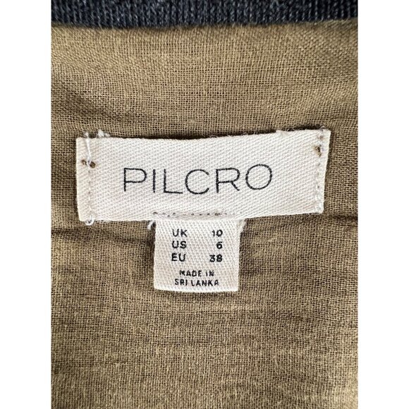 Anthropologie Pilcro Long-Sleeve Corduroy Slim Zip-Front Mini Dress Brown Size 6 - Picture 8 of 14